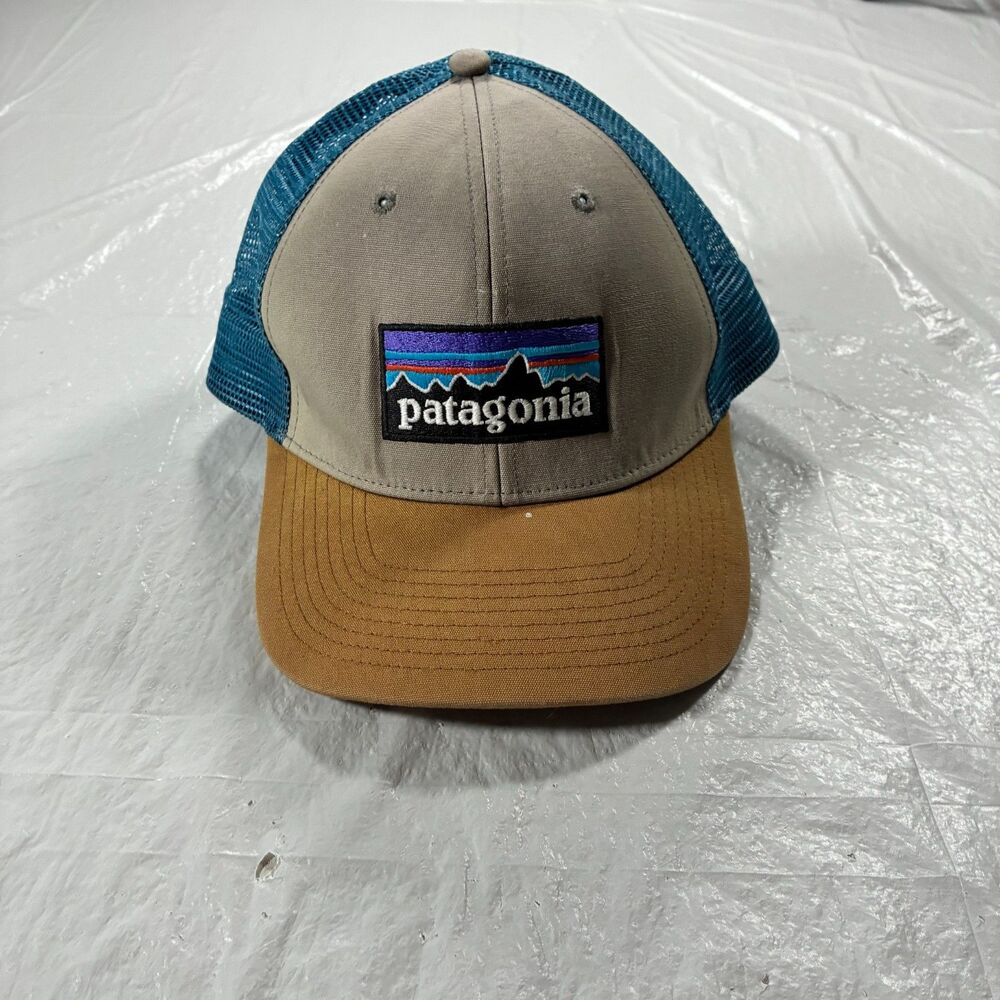 Patagonia Snapback Trucker Hat Multi Colored Logo Blue Tan
